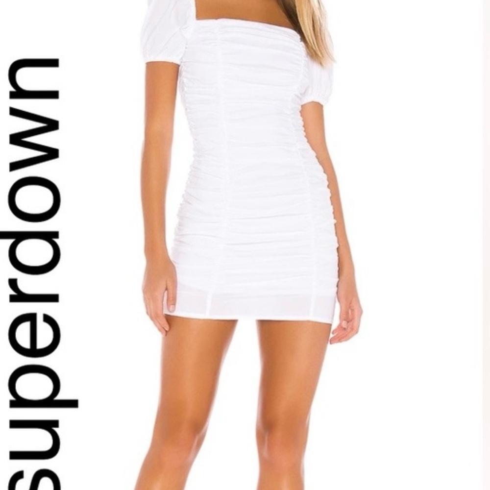 superdown White Ruched Mini Dress - Picture 3 of 5